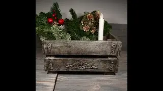 Состаренный декоративный ящик из массива сосны.