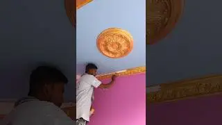 Wall colour combination with pop design indigo Gold colour paint #shorts #design #pop #painting