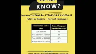 Tax slab for regular tax payer | Old regime | FY 2025-26  | AY 2026-27