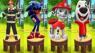 Tag with Ryan vs Sonic Dash vs Hank Dog Rush vs PAW Patrol Marshall Run - All Characters Unlocked