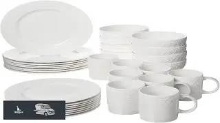 UMJIGF Dinner Plates Set 32 Piece Plate Set Kitchen Tableware Dish Ceramic