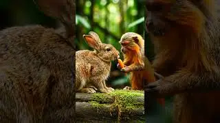 Rabbit 🐇 and Monkey  Playing in Jungle  #viral #shorts #cartoon #viralvideo #rabbit #monkey #jungle