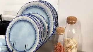Stone + Lain Esmeralda Porcelain Dinnerware Set, Service for 4, 16 Pieces Square Grey Brushed Design