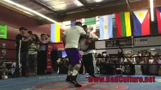 Marcos Maidana Hard Hitting Mitt Work To Prepare For Floyd Mayweather
