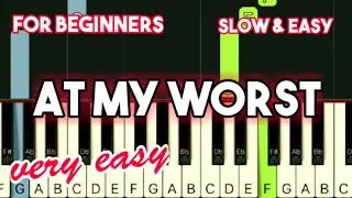 PINK SWEAT$ - AT MY WORST | SLOW & EASY PIANO TUTORIAL