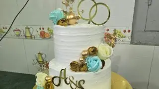 2 tier cake || engagement cake || simple cake design || step by step