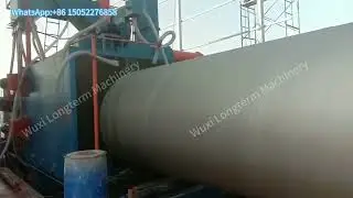 Continuous shot blast machine for external processing of 1220mm pipes