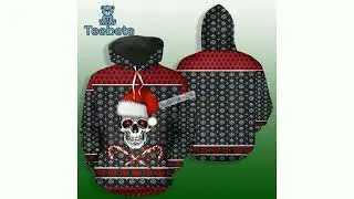 Santa Claus Skull Merry Christmas Candy 3D Hoodie Black Fashion