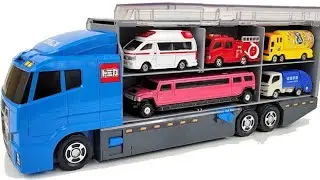 トミカ☆トミカのミニカーを開封しチェックしてコンボイに収納しましょう☆