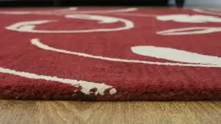 Hand Tufted Wool 5'x8' Area Rug Floral Red Beige K00733