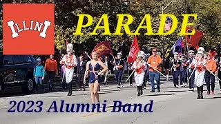 Marching Illini with Alumni Band pregame parade. 2023 Homecoming