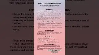 The Lake Isle of Innisfree Summary | CBSE Class 9 English Poem | W.B. Yeats Poetry | Message | Theme