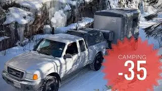 DIY Cargo Tiny Trailer Camper - Camping in a Deep Freeze -35