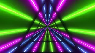 Abstract wall of Led Light Fast Moving Tunnel Neon Glow Free Motion Graphics Background Video Loop