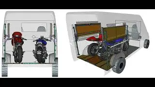 Versatile van bed layouts for one or two motorcycles