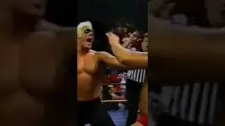 #sting scares his opponent and #paulheyman alike -- #1991 #wrestling #wcw #jimross #lexluger