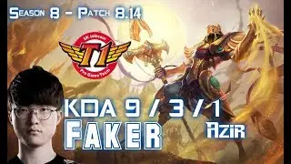 SKT T1 Faker AZIR vs TWISTED FATE Mid - Patch 8.14 KR Ranked