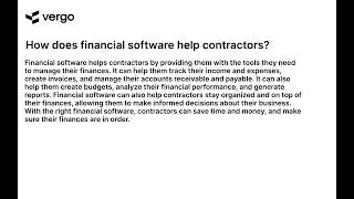 Financial Software for Contractors: A Guide
