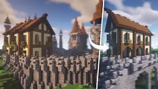 Minecraft Medieval Castle Wall with Building - Build Tutorial