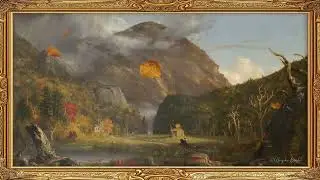 🏔️ Fall Mountain Home | Vintage Thomas Cole Gold Frame TV Art in 4K with Chill Jazz Music