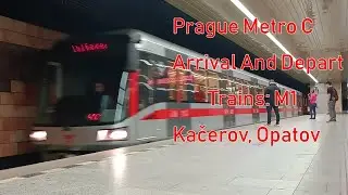 Prague Metro C, Station Kačerov, Opatov, Arrival Depart with Trains M1