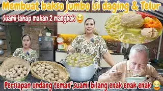 MEMBUAT PENTOL JUMBO ISI DAGING PEDAS & TELOR‼️RESEP KUAH BAKSO MALANG,SUAMI BULE MAKAN 2 MANGKOK😆