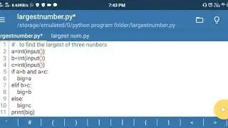 Largest of three numbers - python program