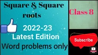 Square & Square roots, Class 8, Word problems only. वर्ग और वर्गमूल