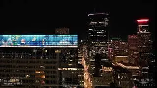 Downtown Minneapolis Minnesota Night Views Drone Aerial Video Including Virtual Fish Tank Imager...