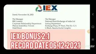 IEX BONUS SHARE RECORD DATE ANNOUNCEMENT. Indian energy exchange.