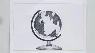 How to draw a Globe step by step, Globe Drawing easy || Globe drawing for examination