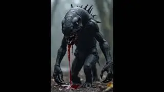 Spitting Blood Black Comodo | AI Surreal monster AI Generated Monster 2025 #horror #creepy