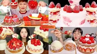🍰 STRAWBERRY CAKE FEAST 🍓 | Korean ASMR Mukbang Compilation