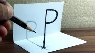 how to draw 3D floating letter P for beginners.very easy.