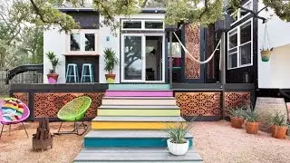 Gorgeous tiny home on wheels blends midcentury and boho style in Austin