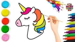 How to Draw Unicorn Horse 🦄 | Easy Unicorn Drawing and Coloring for Kids | Learn with Fun | Doodle