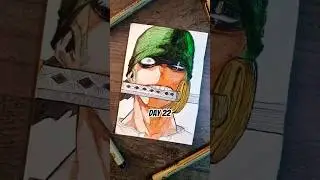 Day 22: Drawing Zoro, the swordsman of One Piece 🗡️  #onepiece #zoro #onepieceanime