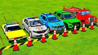TRANSPORTING ALL POLICE CARS and AMBULANCE EMERGENCY VEHICLES WITH MAN TRUCKS! Farming Simulator 22