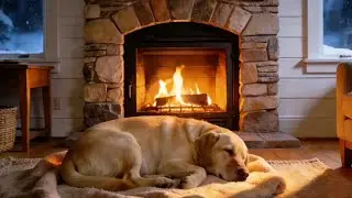 Fireplace Sounds for Deep Sleep | Sleeping Labrador by the Fire (No Ads, No Music, No Talking)