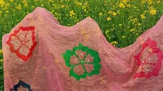 Handpainted dupatta with embellishments#diy #viral #art #painting #shortsfeed #viralvideo #handmade 