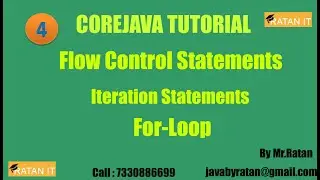 Core java ||Flow Control Statements || video-4 || Iteration Statements || For-loop || Ratan Sir