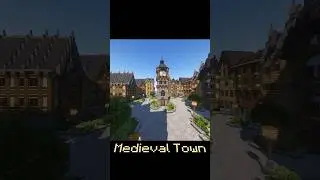 Medieval Minecraft Town  #minecraft #survival #town #medieval #megabuild #timelapse