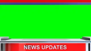 News Studio Desk Plus Green Screen Studio Background