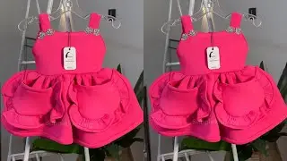 How to cut and sew a Baby Romper with ruffle pockets | Jumpsuit cutting & stitching for one year old