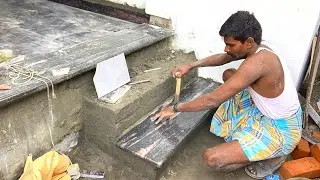 Impressive granite Stairs Design-How to install granite on Stairs-Using by sand and cement mortar