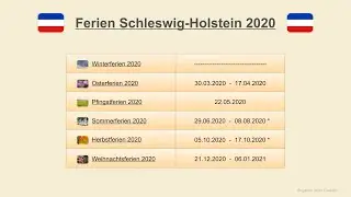 Ferien Schleswig-Holstein 2020