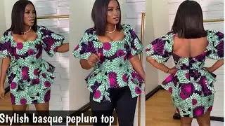 Tutorial on basque waist side peplum blouse with pencil skirt two piece