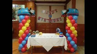 Party #137, Revised, Boy Birthday Party Thomas the Train Balloon Columns Decoration
