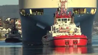 Shipspotting Svelvik. Eukor MORNING LADY, outbound Drammen port, passing Svelvik narrow