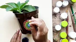 How to paint plastic pot? | How to decorate plastic pot? | How to draw mandala on pot? | #home_decor